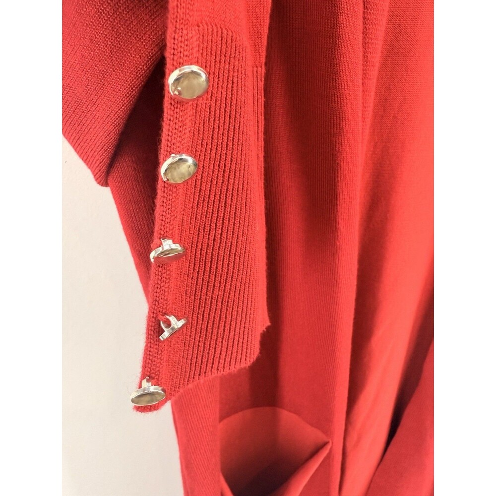 Seven Manor Women Sweater Size M Red Open Front Cardigan Long Sleeve - Picture 4 of 8